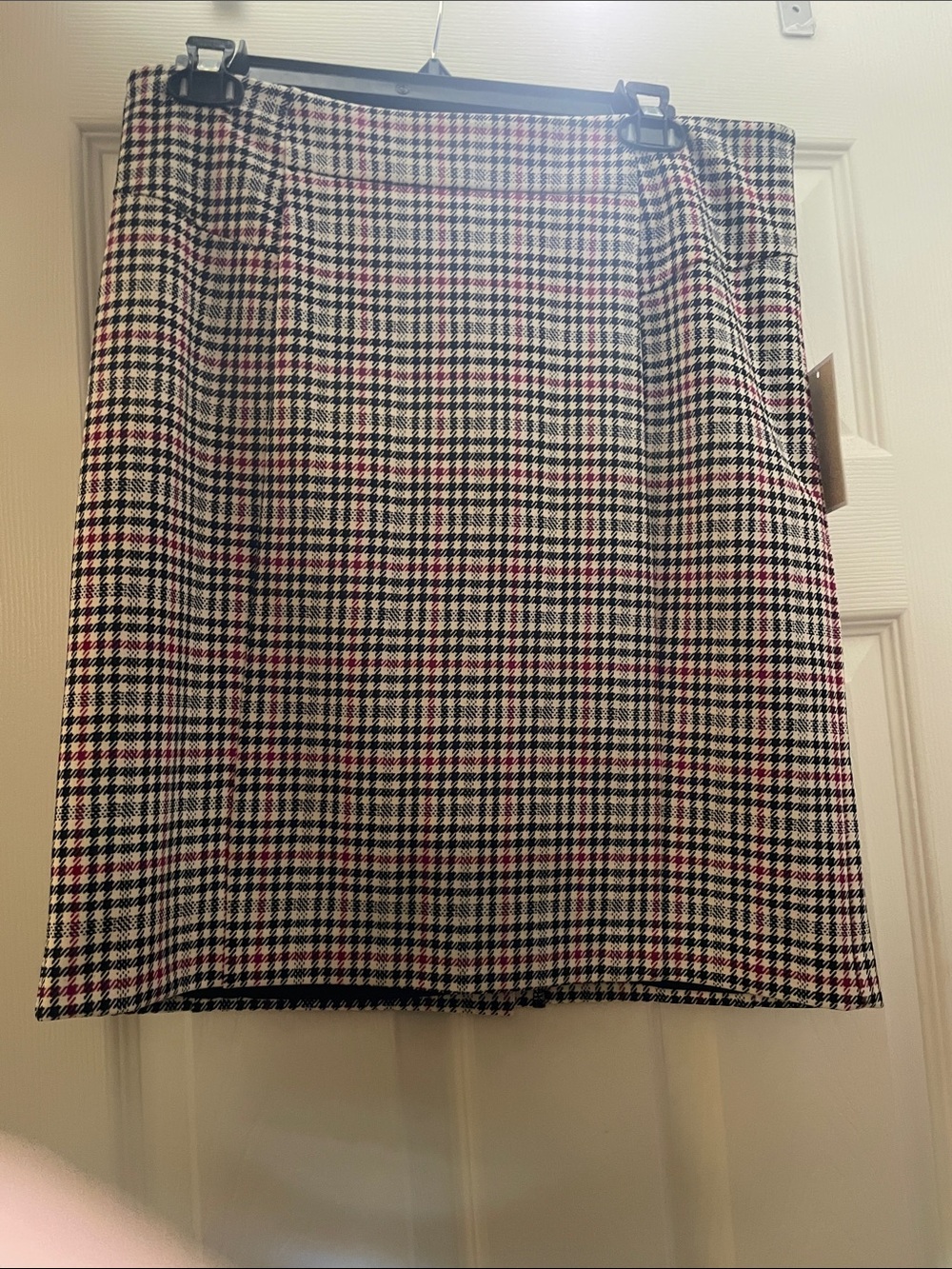 Michael Kors Black, White & Pink Plaid Pencil Skirt